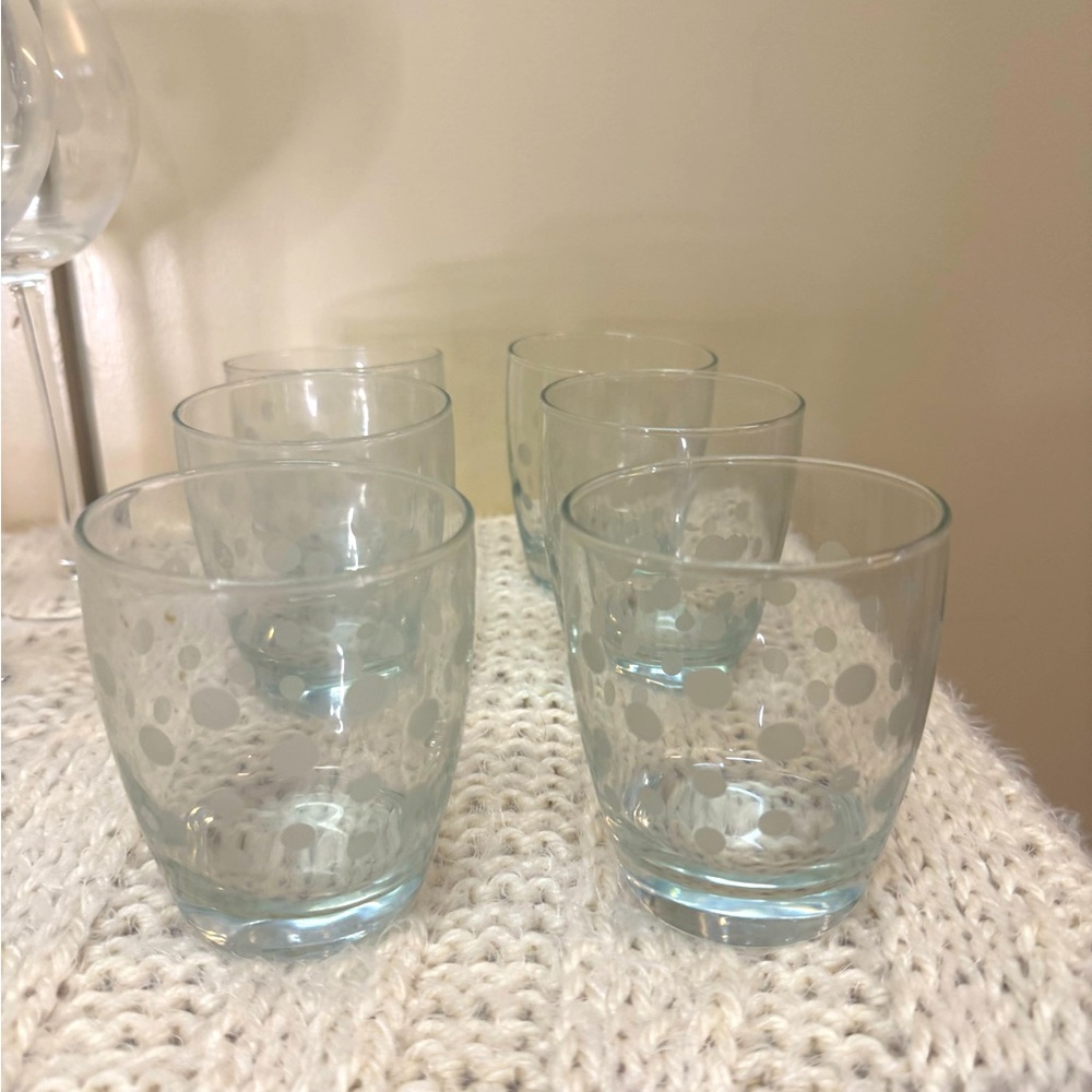 The Pampered Chef Frosted Polka Dot Glass Tumbler Set of 5